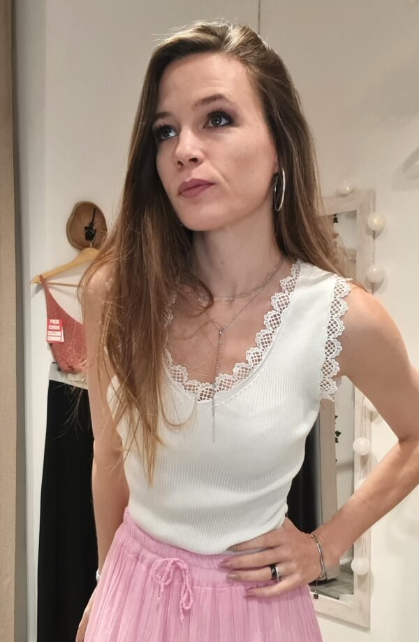 Top dentelle Milan - Blanc