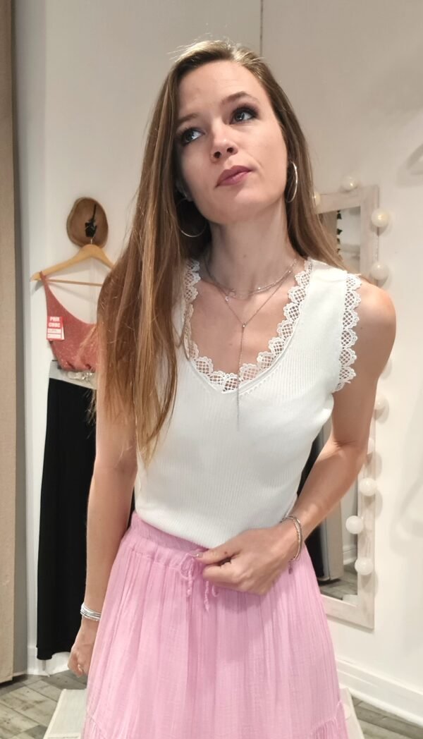 Top dentelle Milan - Blanc – Image 2