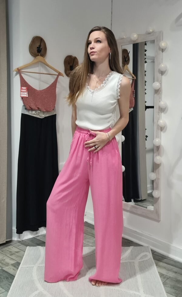 Pantalon lin Nico - Fuchsia – Image 2