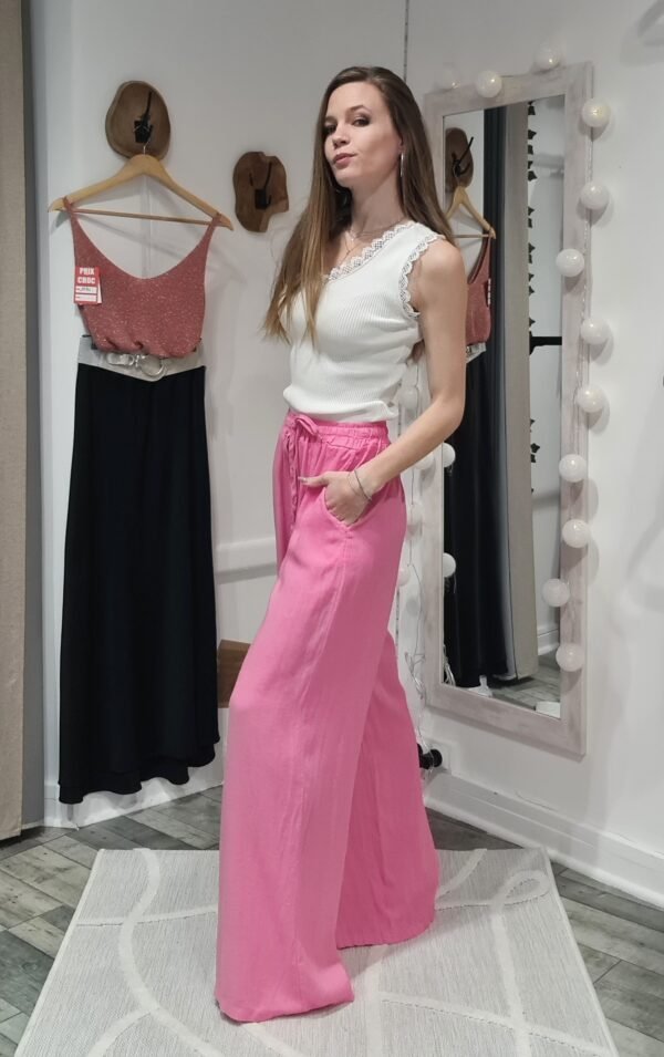Pantalon lin Nico - Fuchsia – Image 3