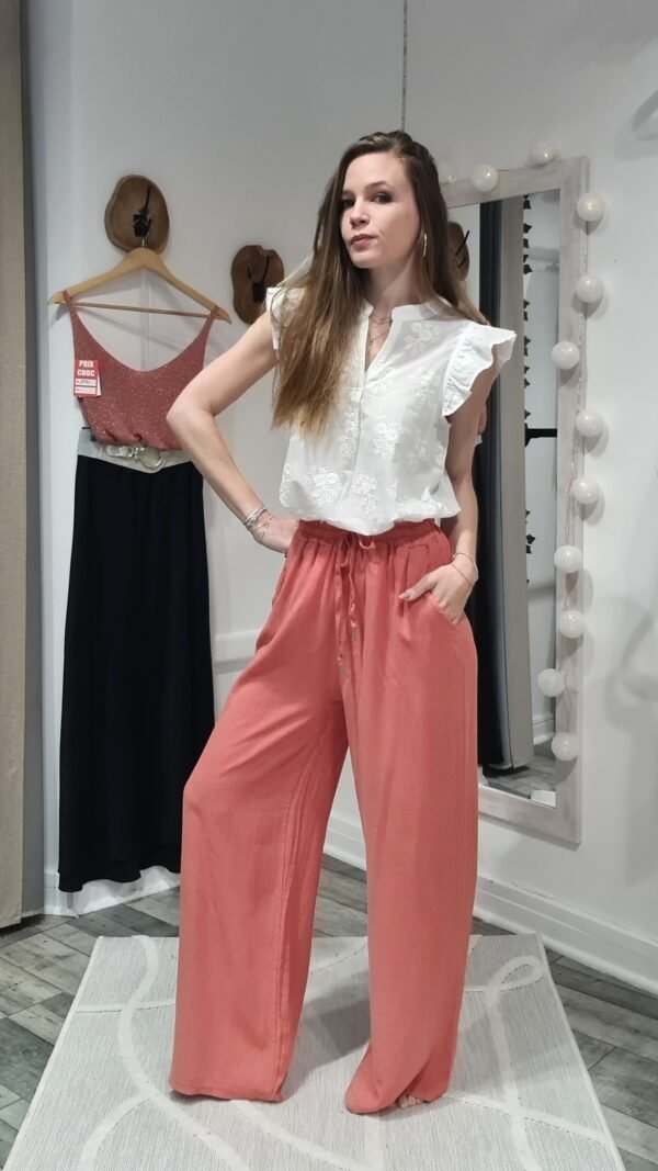 Pantalon lin Nico - Bois de rose – Image 2