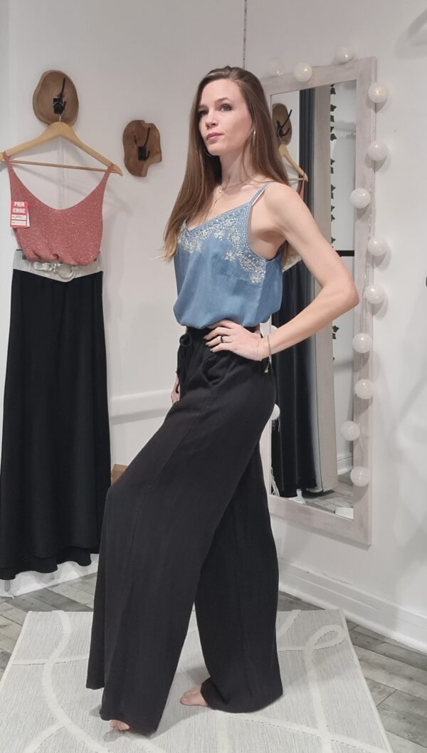 Pantalon lin Nico - Noir – Image 3