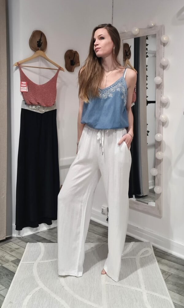 Pantalon lin Nico - Blanc – Image 2