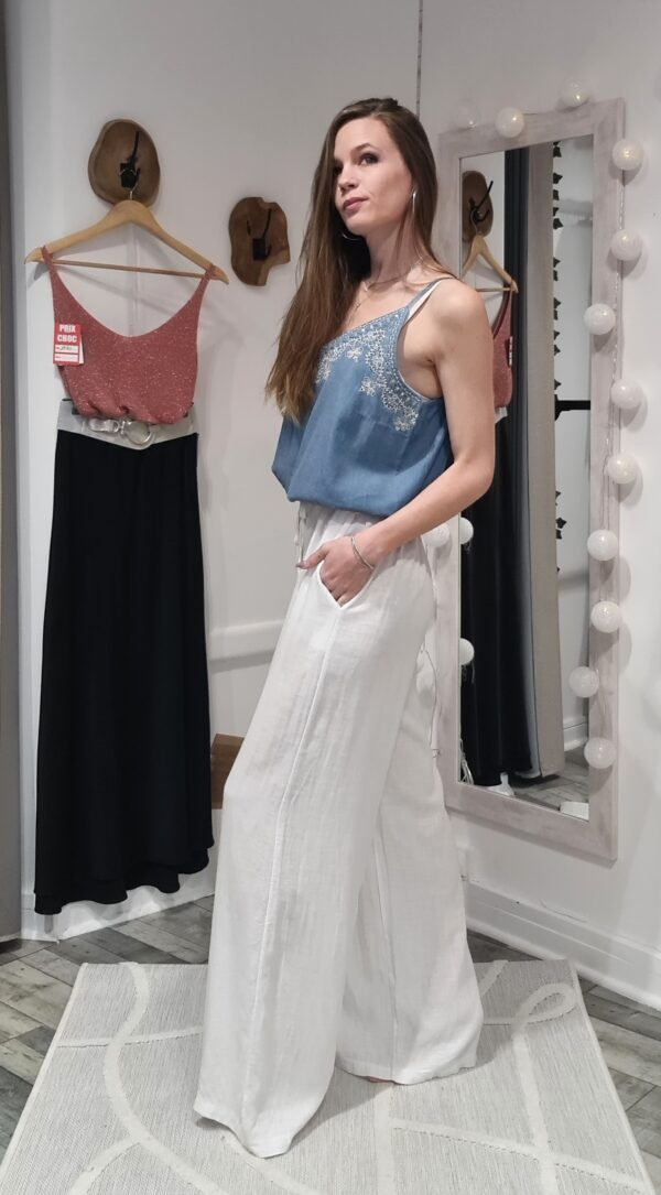 Pantalon lin Nico - Blanc – Image 3