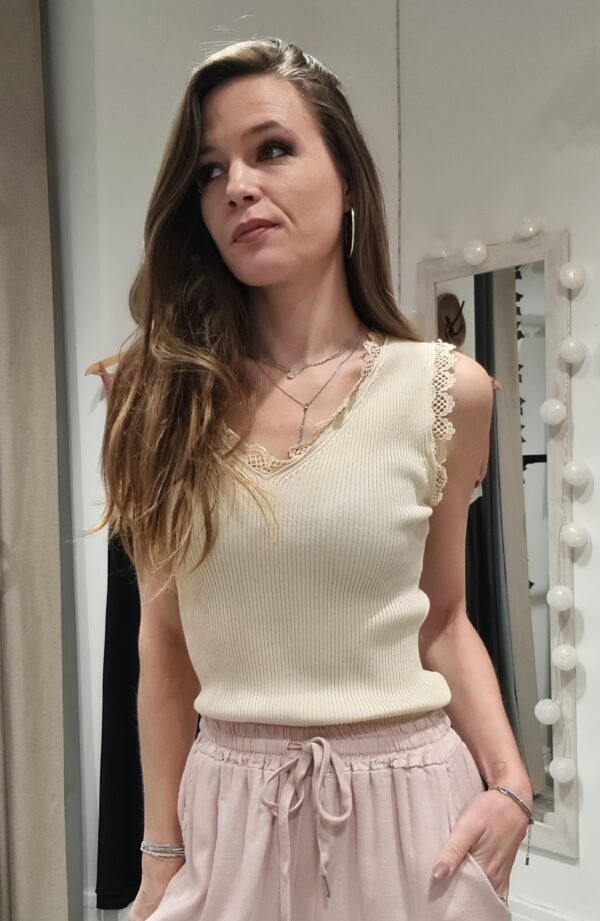 Top dentelle Milan - Beige – Image 2