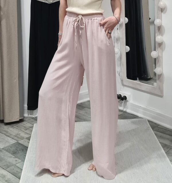 Pantalon lin Nico - Rose pâle