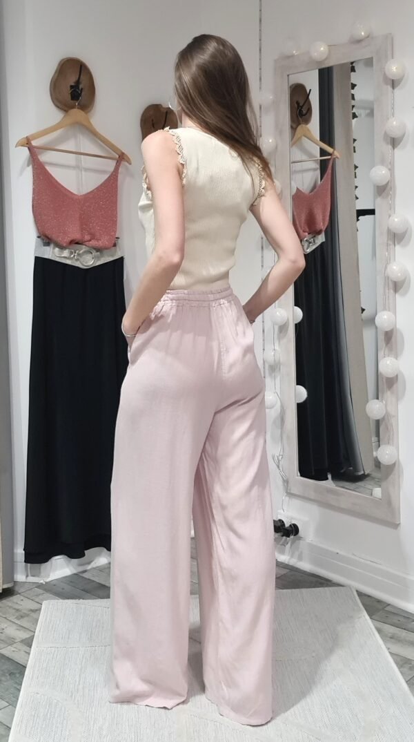 Pantalon lin Nico - Rose pâle – Image 4