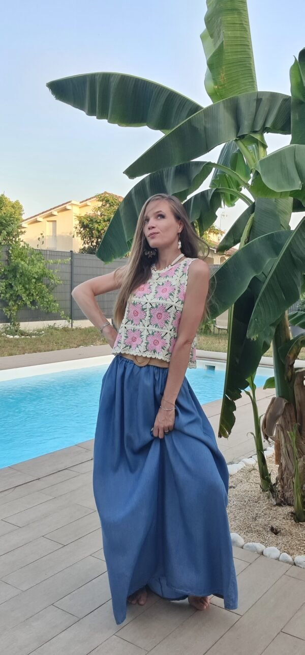 Jupe longue bleu jeans - Ikaria – Image 2