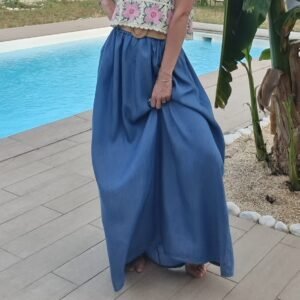 Jupe longue bleu jeans - Ikaria