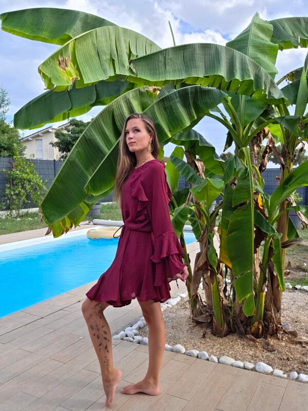 Robe courte bordeaux - Garance – Image 4
