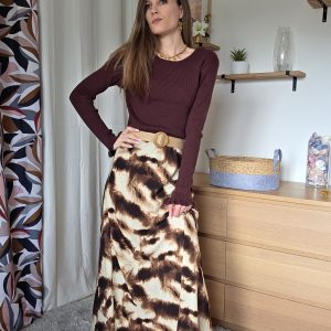 Jupe longue beige & choco - Dona