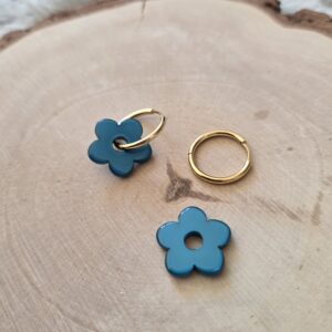 Charm petite fleur bleu canard
