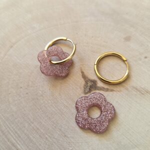 Charm paillettes rose