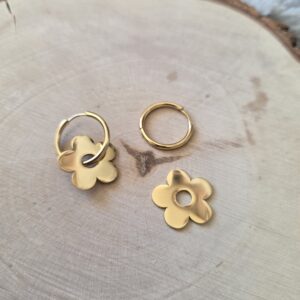 Charm acier fleur or