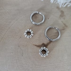 Charm acier anneau argent