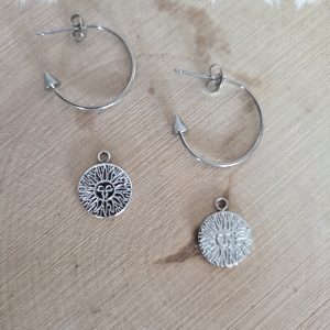 Charm acier soleil argent