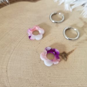 Charm petite fleur rose - violet