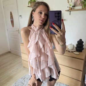 Top rose à volant - Lana