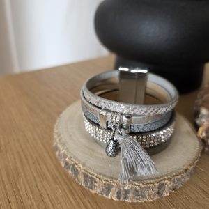 Bracelet Pompon gris