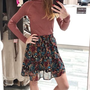 Jupe courte bordeaux / bleu