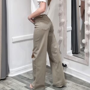 Jean's wide leg taupe