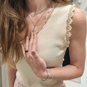 Top dentelle beige