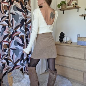 Pull dos dentelle beige - Matéo